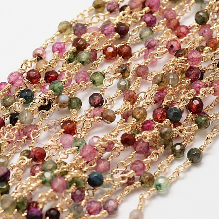 Faceted Round Natural Agate Handmade Beaded Chains CHC-L034-20-NR-1