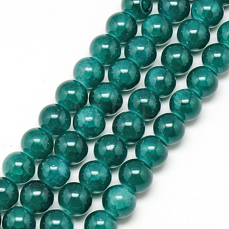 Baking Paint Crackle Glass Bead Strands X-DGLA-Q023-8mm-YS40-1