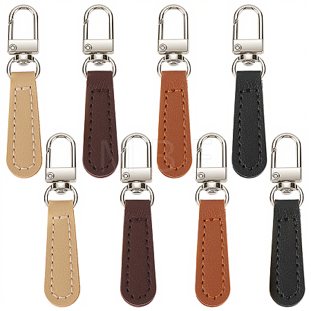 8Pcs 4 Colors PU Leather Zipper Pulls for Handbags Luggage and Jacket FIND-CL0002-10-1