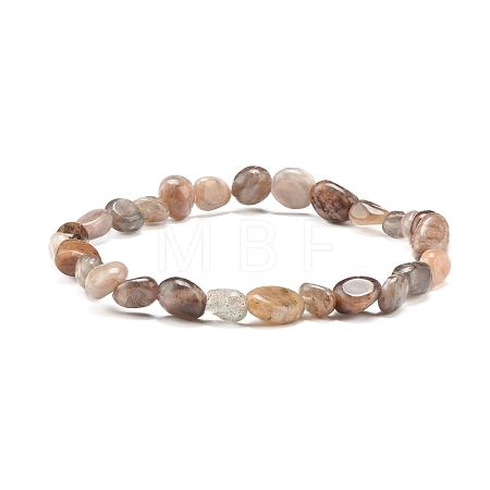 Natural Black Sunstone Nuggets Beads Stretch Bracelet for Her BJEW-JB06951-03-1