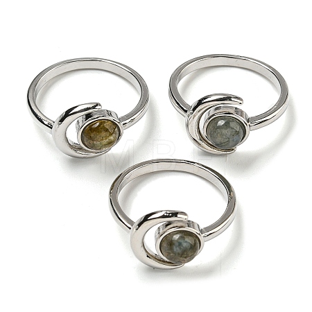 Natural Labradorite Adjustable Rings RJEW-K269-09P-04-1