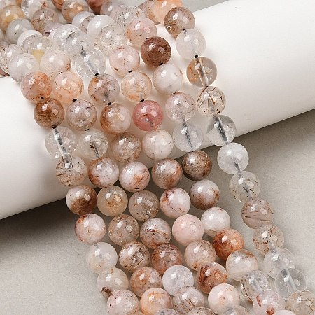 Natural Black Gold Rutilated Quartz Beads Strands G-P596-8mm-02-1