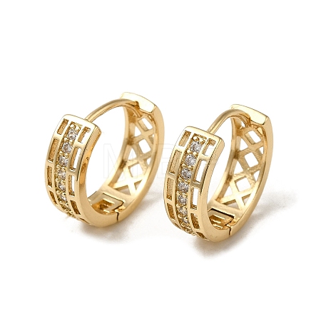 Brass Micro Pave Cubic Zirconia Hoop Earring EJEW-L271-20KCG-08-1