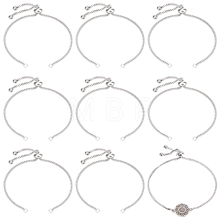 10Pcs Adjustable 304 Stainless Steel Slider Bracelets Making STAS-BBC0003-01-1