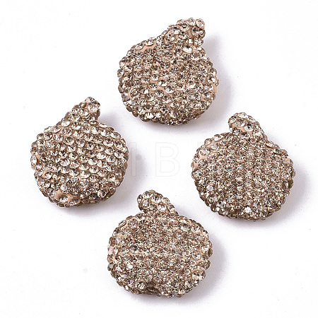Handmade Polymer Clay Rhinestone Beads RB-T017-07F-1