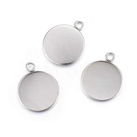 Tarnish Resistant 304 Stainless Steel Pendant Cabochon Settings STAS-F191-14P-G-1