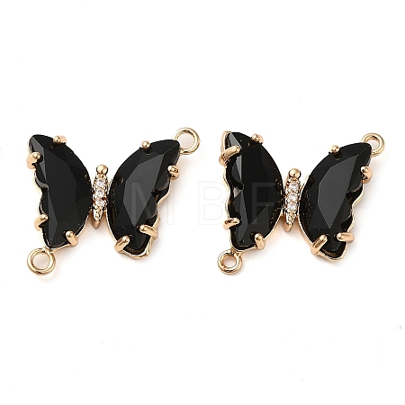 Brass Pave Faceted Glass Connector Charms FIND-Z020-04C-1