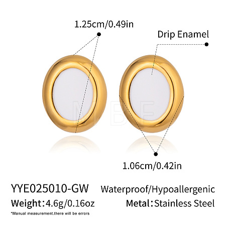 304 Stainless Steel Oval Stud Earrings HC0211-1-1