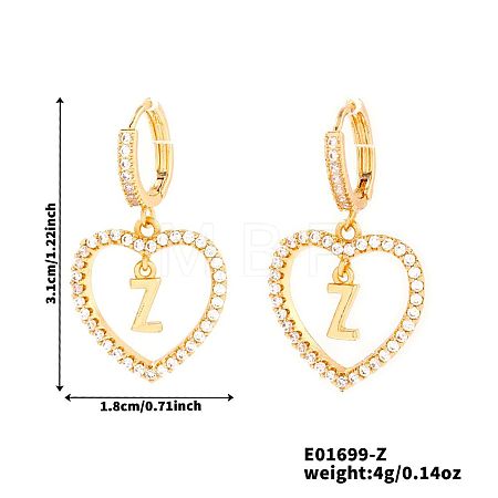 Brass Heart Hoop Earrings BR9605-9-1