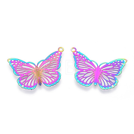 Ion Plating(IP) 304 Stainless Steel Filigree Pendants STAS-T057-61-1