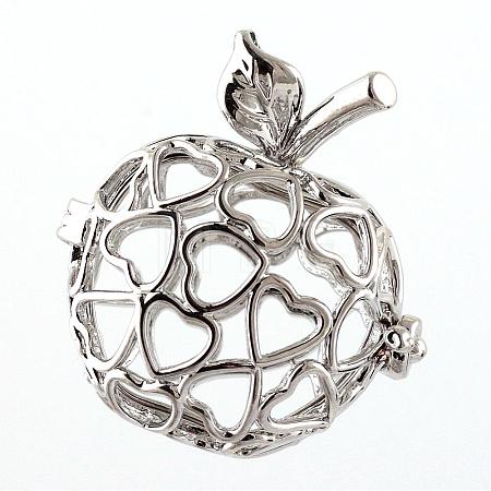 Rack Plating Brass Cage Pendants KK-Q402-12P-1