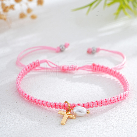 Brass & Imitation Pearl Charm Bracelets LS-PJ9657-11-1