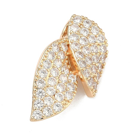 Leaf Brass Micro Pave Cubic Zirconia Enhancer Shortener Bails KK-F934-07D-G-1