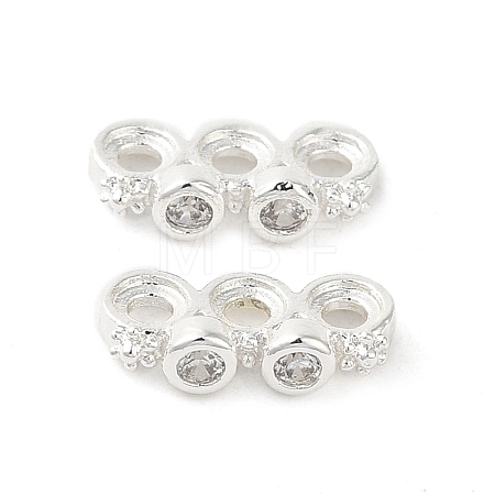 Rack Plating Brass Pave Clear Cubic Zirconia Spacer Bars KK-B088-11B-S-1