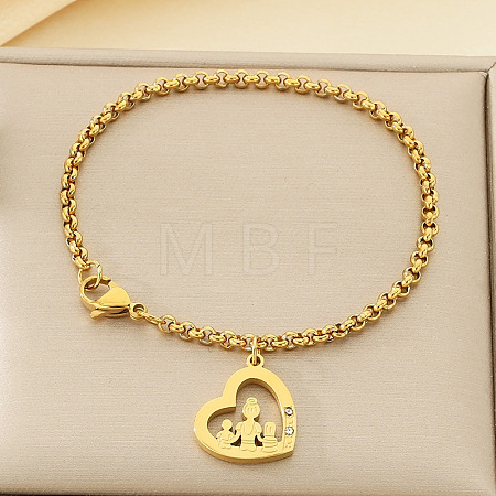 Mother's Day 304 Stainless Steel Rhinestone Charm Bracelets WG05AE3-04-1