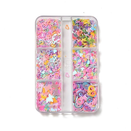 6 Style Ornament Accessories PVC Plastic Paillette/Sequins Beads KY-G024-01-1