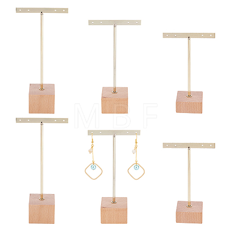 6Pcs 3 Sizes Iron T Bar Earring Display Stands EDIS-FG0001-78-1