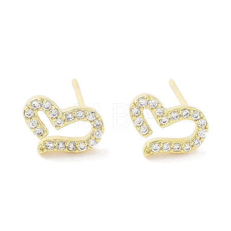 Brass Micro Pave Clear Cubic Zirconia Studs Earring for Women EJEW-S217-A10-1