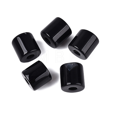 Natural Black Agate European Beads G-P520-05A-1
