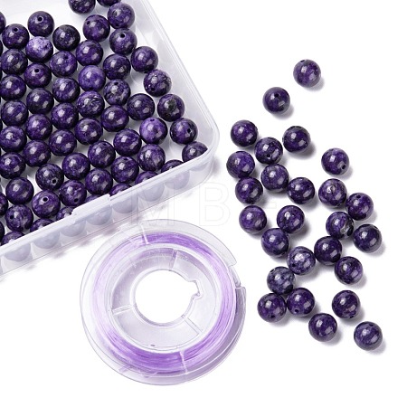 100Pcs 8mm Natural Charoite Round Beads DIY-LS0002-12-1