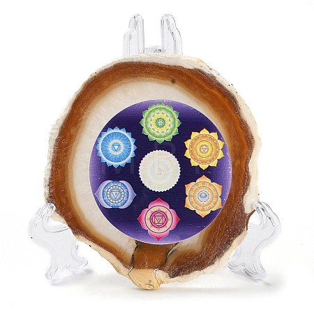 Printed Natural Agate Slice Stone Ornament DJEW-M011-02L-1