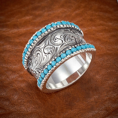 Retro Alloy & Turquoise Finger Rings FS-WG1E1DC-05-1
