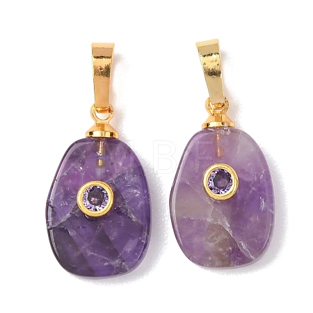 Natural Amethyst Pendants G-P628-02G-06-1