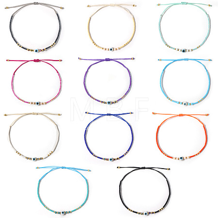 Bohemian Glass Seed Beaded Braided Bead Bracelets EZ3029-1-1