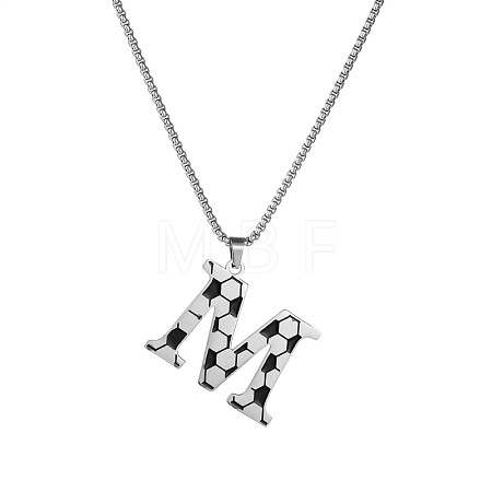 201 Stainless Steel Soccer Initial Pendant Necklacess for Men Women WG63E1E-13-1