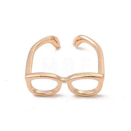 Brass Glasses Frame Open Cuff Ring for Women X-RJEW-F140-140KCG-1