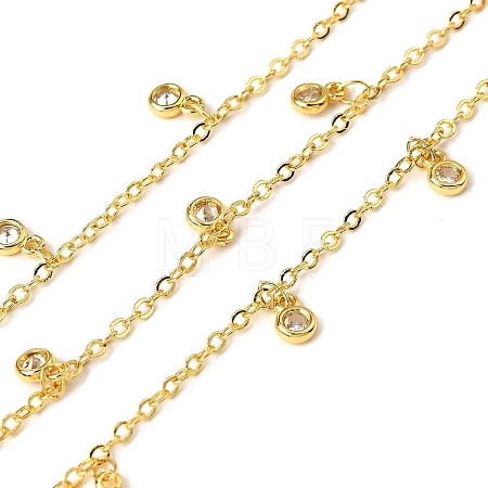 Brass Cubic Zirconia Cable Chains CHC-H112-02G-02-1