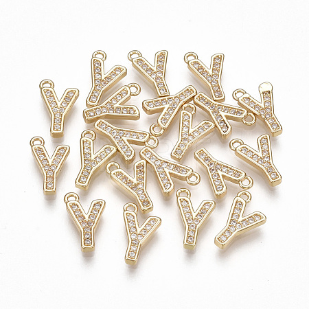 Brass Cubic Zirconia Charms KK-S348-330Y-1