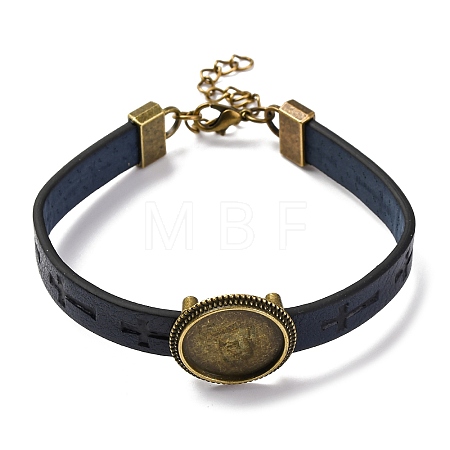Hollow Cross PU Leather Bracelet Making MAK-I020-01D-1