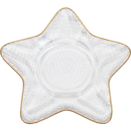 1Pc Ocean Series Transparent Gold Rim Glass Jewelry Plates AJEW-SC0002-79B-1