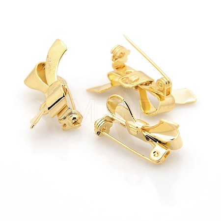 Bowknot Brass Brooches Findings X-KK-F0272-G-1