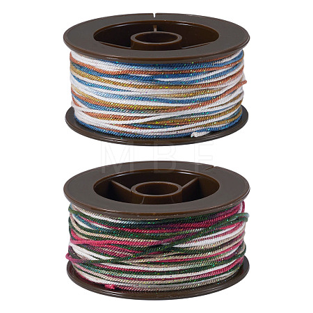 2 Rolls 2 Colors Segment Dyed Round Polyester Twisted Cords OCOR-TA0003-71-1