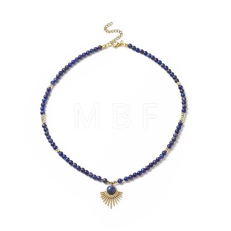 Natural Lapis Lazuli Beaded Necklaces NJEW-JN04226-02-1