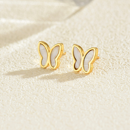 Butterfly 201 Stainless Steel Stud Earrings YM0413-2-1