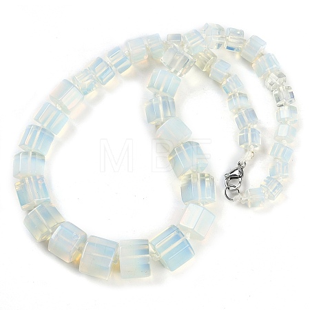 Opalite Hexagon Prism Graduated Beaded Necklaces for Women Men NJEW-K388-03G-1