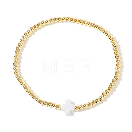 Brass Round Beads Stretch Bracelets VH4184-15-1