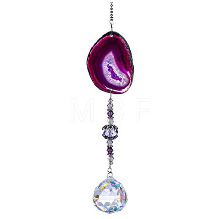 Agate & Crystal Glass Sun Catcher Pendant PW-WGFC2EE-03-1