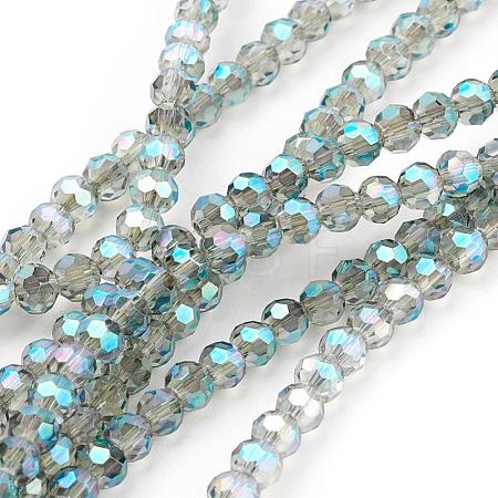 Faceted(32 Facets) Round Electroplate Glass Beads Strands X-EGLA-D021-72-1