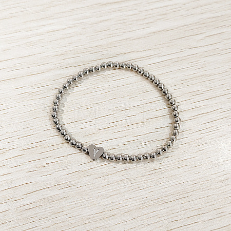 304 Stainless Steel Beads Stretch Bracelets for Women FS-WGC4F34-25-1