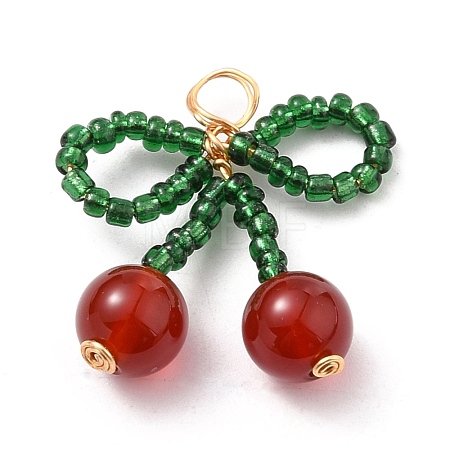Glass Seed Beads Pendants PALLOY-JF00520-1