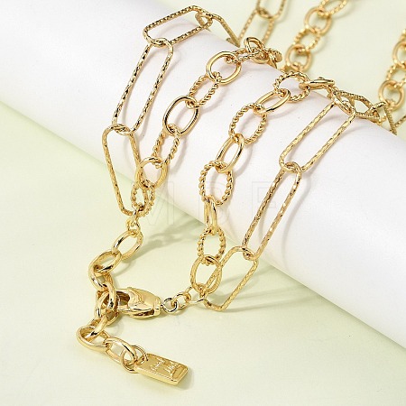 6MM Brass Double Layer Mixed Chain Necklaces NJEW-L013-04G-1