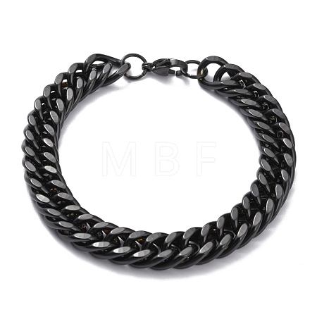 304 Stainless Steel Cuban Link Chain Bracelets STAS-A028-B064EB-1