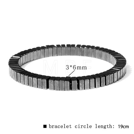 Synthetic Non-magnetic Hematite Beads Stretch Bracelets for Men RL7655-11-1