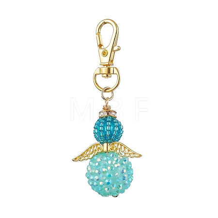 Angel Glass Seed Bead Pendant Decorations HJEW-MZ00088-03-1