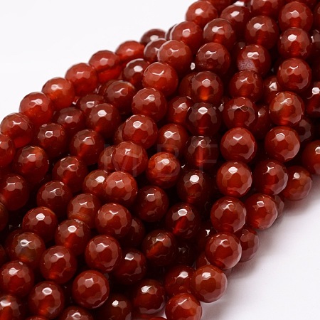 Dyed Natural Agate Faceted Round Beads Strands X-G-E320B-10mm-08-1