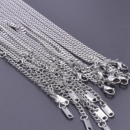 304 Stainless Steel 3mm Curb Chain Necklaces OT4459-1-1